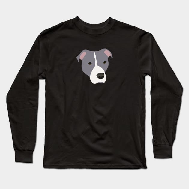Grey and White Pit Bull Long Sleeve T-Shirt by KCPetPortraits
